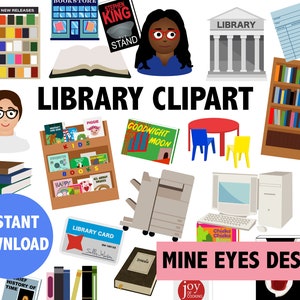 LIBRARY CLIPART - books and bookstore digital images