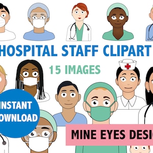 PERSONNEL HOSPITALIER Caractère Clipart Diverses Infirmières Médecins et Chirurgiens MASQUES