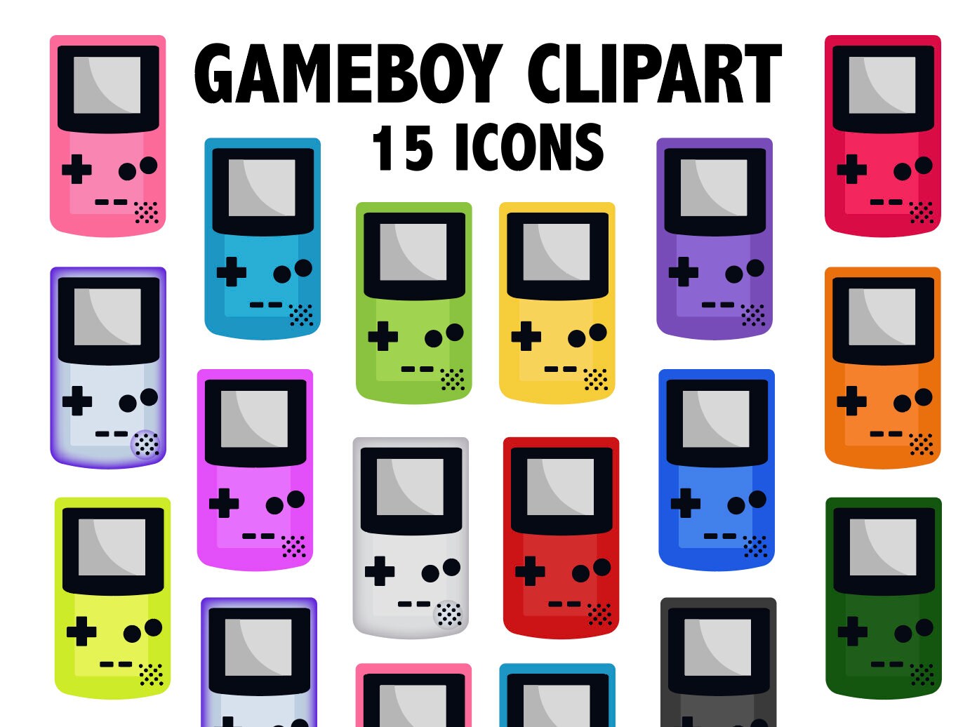 GAMEBOY CLIPART Handheld Game Icons Retro 90s 80s Party - Etsy