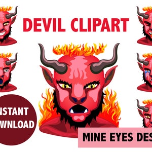 DEVIL CLIPART Digital vector horned creature clip art Halloween Hell images