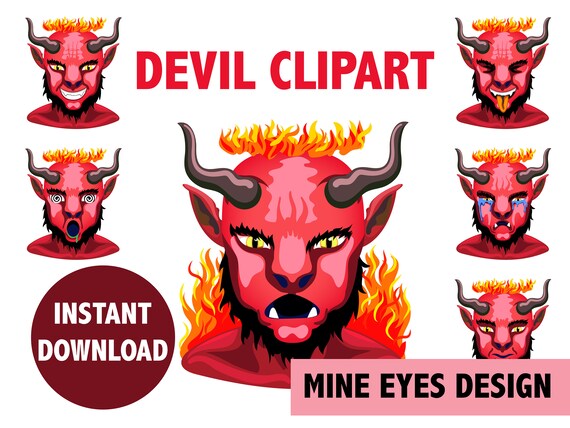 Devil Clipart Digital Vector Horned Creature Clip Art Etsy