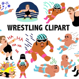 WRESTLING CLIPART professional wrestling stars digital clip art set - 50 icons