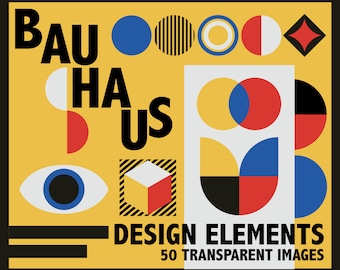 Bauhaus Clipart: Retro Graphic Design Elements (Digital Download)