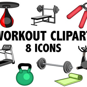 WORKOUT CLIPART  Gym and exercise icons  fitness and health clip art