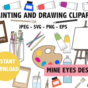 Painting & Drawing Clipart: Artist Supplies (Digital Download)