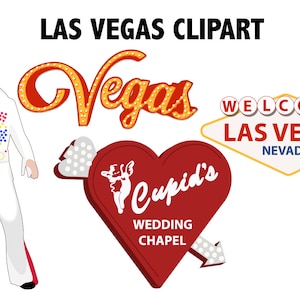 LAS VEGAS CLIPART Elvis Presley Rock and Roll and Cupid's Wedding Chapel iconos las vegas nevada travel clip art