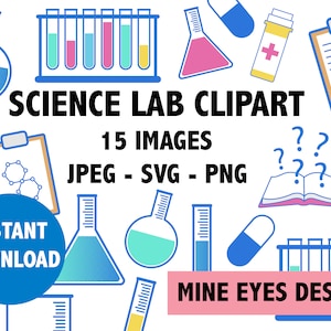 SCIENCE LAB CLIPART vasos de precipitados tubos de ensayo laboratorio clip art iconos científico Ciencias de la Educación Profesor De Ciencias de la Educación Descarga digital instantánea