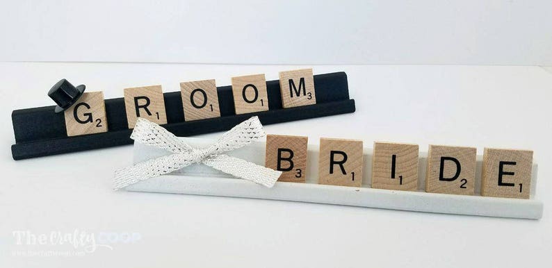 Scrabble Tile Wedding Signs Bride Groom Wedding Decor Etsy