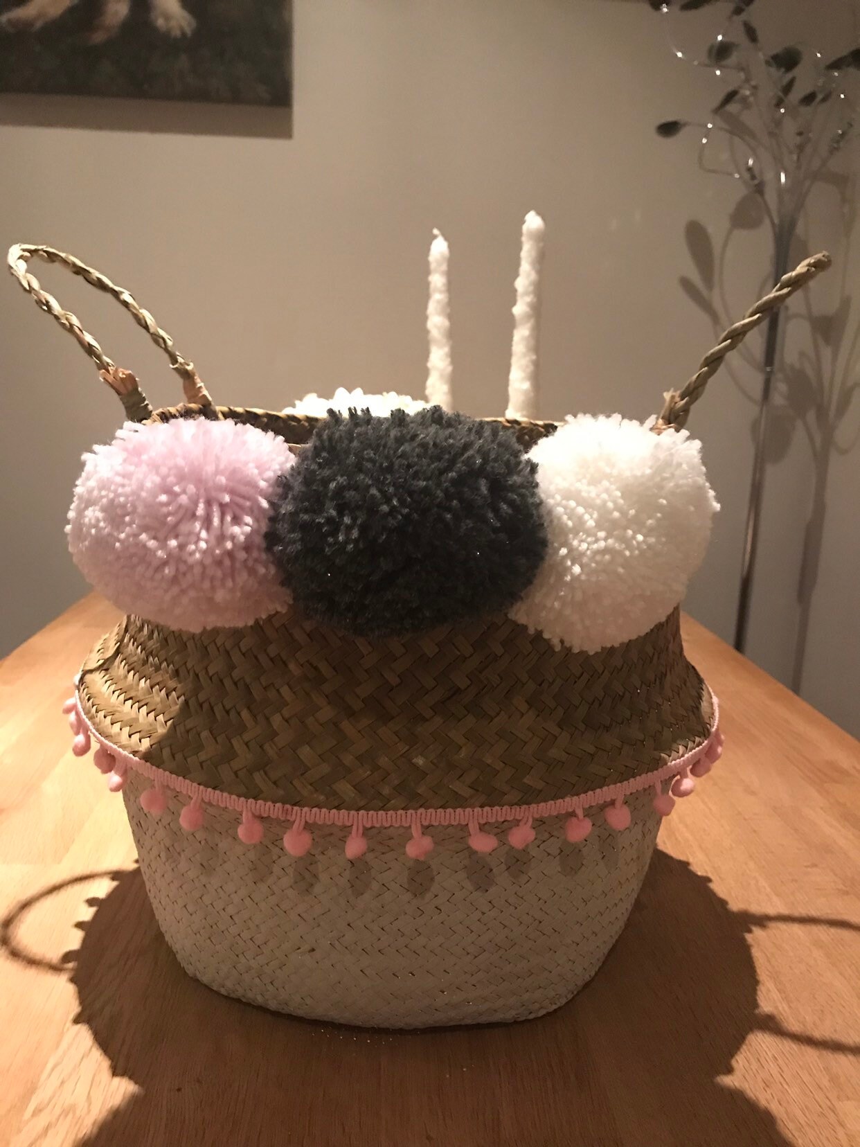 Beautiful Handmade Pom Pom Belly Baskets Etsy UK