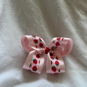 Pink gingham and strawberry boutique bow