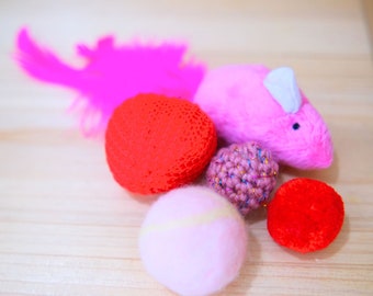 Kattenspeelgoed Cadeau voor kat Muis met vilt Wollen ballen van kattenspeelgoed Verenspeelgoed van handgemaakt kattenspeelgoed grappig