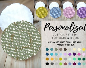 Personalized Round Pet Bed Mat: Washable Fleece & Cotton