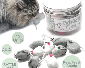 Souris en peluche à l'herbe à chat avec clochette | Jouets interactifs et résistants pour chats