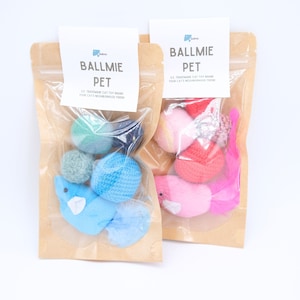 Cat Toys Gift Set: Handmade Felt Mouse, Wool & Yarn Balls