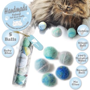 Handmade Felt Wool Cat Toys: Catnip Balls with Bell (5 Units)