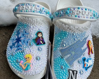 Frozen inspired blinged crocs.