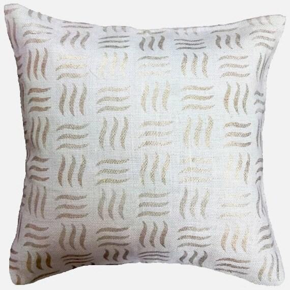 Gold Metallic White Pillow Cover Natural Organic Decorative Etsy