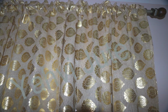 Metallic Print Curtains Gold Foil Upcycled Metal Metallic Print Curtains Gold Foil, Metallic Gold Curtains
