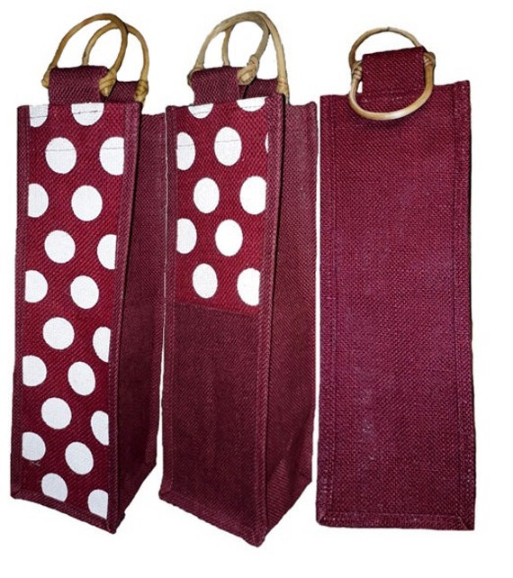 Borsa Per Vino In Iuta Con Coullisse - Regalo Originale Per Feste E Cene, 34x14 Cm, 100% Cotone Naturale