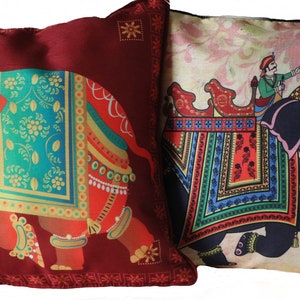 Cushion Covers! Elephant Pillow Covers! Decorative Throw Pillow Covers! Silk Pillow Cases! Accent Pillows! Home Decor! 16x16