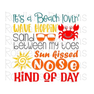 Kinderen zomer Svg, zomer T-shirt Svg, zomer Svg, Cricut, silhouet, SVG, DXF, krab Svg, zon kuste neus Svg, strand Svg, vakantie Shirt Svg