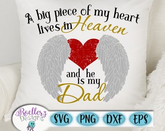 Heaven Svg, Dad Svg, Angel Wings Svg, Memorial Svg, Memory Svg, Light Block Svg, A Piece of my heart lives in heaven, SVG, Cricut, Download