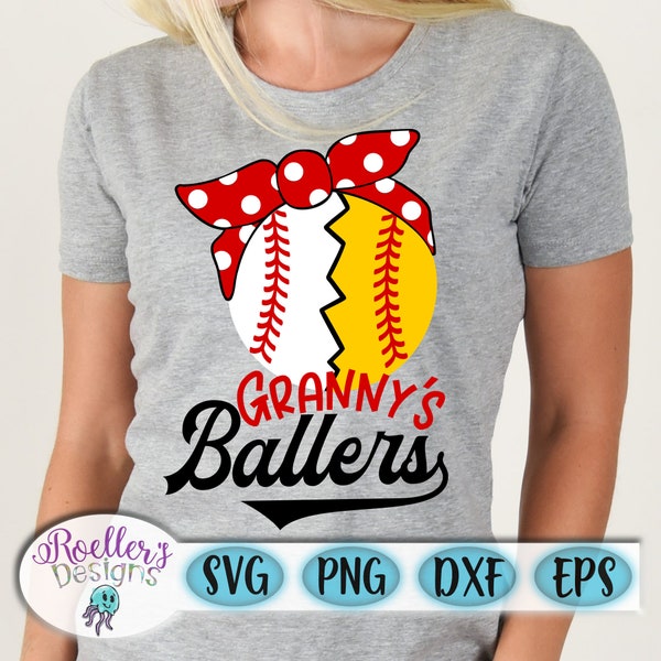 Grandmother Svg, Granny Svg, Raising Ballers Svg, Bandana Svg, Baseball Svg, Softball Svg, Cricut Cut File, SVG, DXF, Baseball Softball Svg