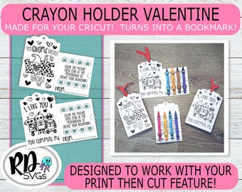 Coloring Card, Valentines Day, Kids, Robot, Gnome, Crayon Holder, Bookmark, Template, Print then Cut, Cricut, School Handout, PNG, crayon