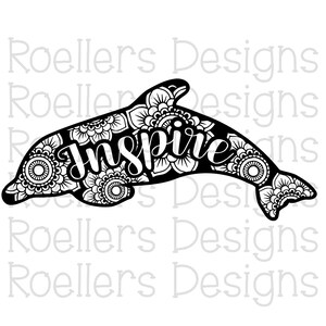 Delfin-Mandala, Dolphin Zentangle, Mandala, Zentangle, SVG, DXF, PNG, Cricut, Kontur, schneiden Datei, Dolphin Svg, Mandala Svg, inspirieren Svg