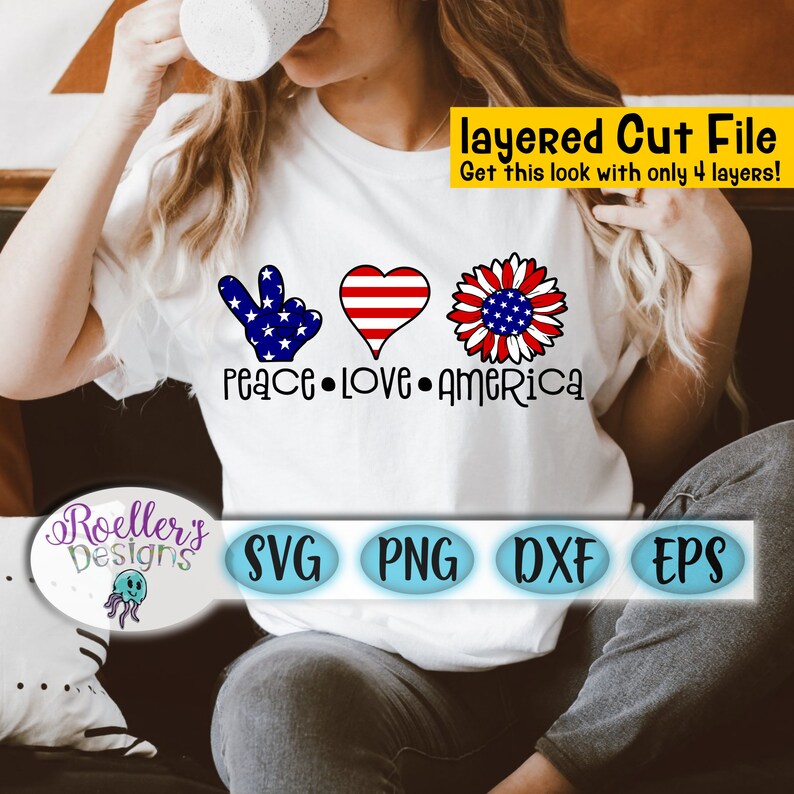 Download Peace Love America Svg Sunflower Svg July 4th Svg Freedom ...