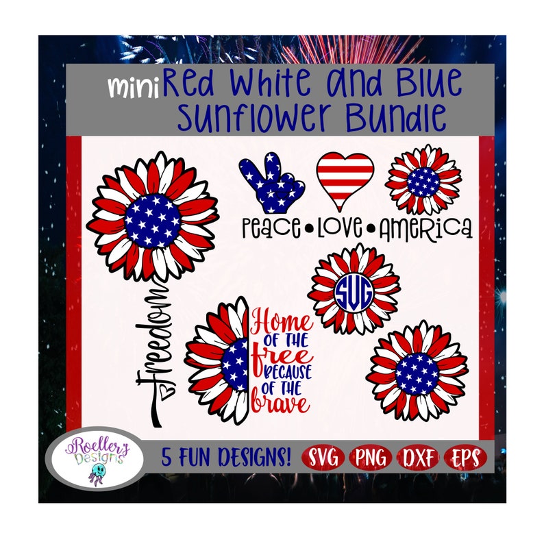 Download Red White and Blue Svg Monogram Svg Sunflower Svg July 4th ...