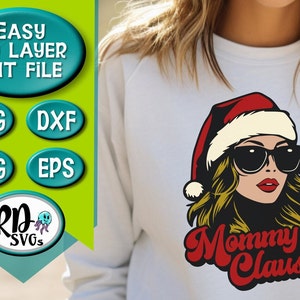 Papai Noel retrô svg, Papai Noel vintage, Mamãe Noel Svg, Feliz Natal, Cricut, Arquivo de corte, Sublimação de Natal, óculos de sol, Sra. Noel, mãe legal