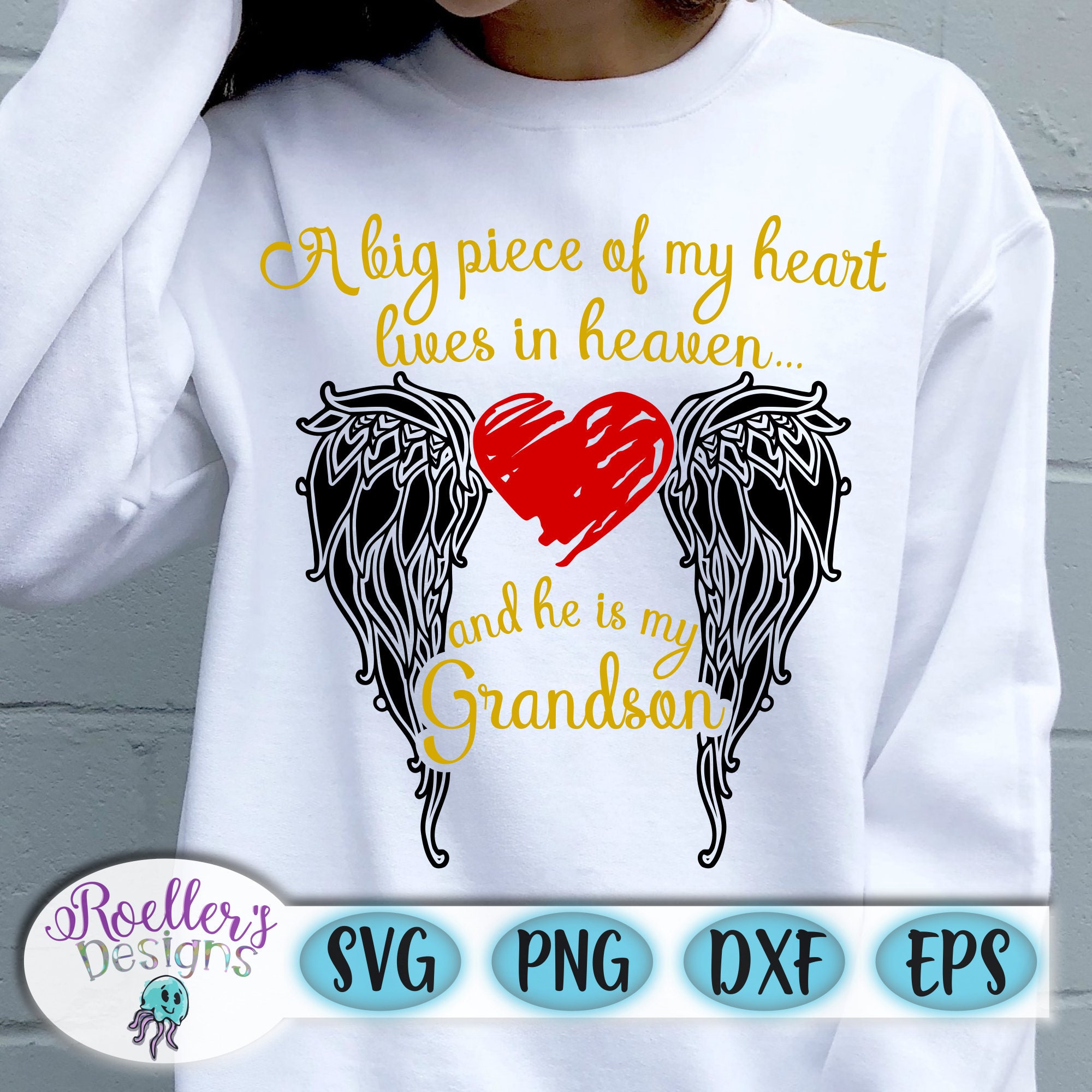 Download Heaven Svg Grandson Svg Angel Wings Svg Memorial Svg Etsy