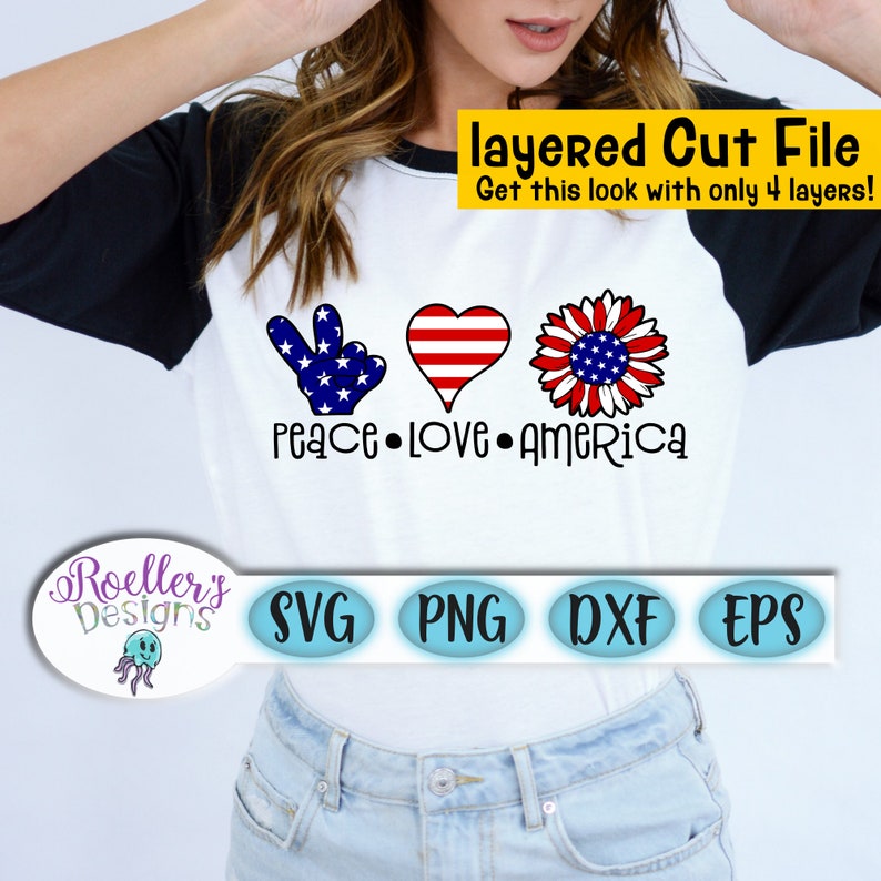 Peace Love America Svg Sunflower Svg July 4th Svg Freedom ...