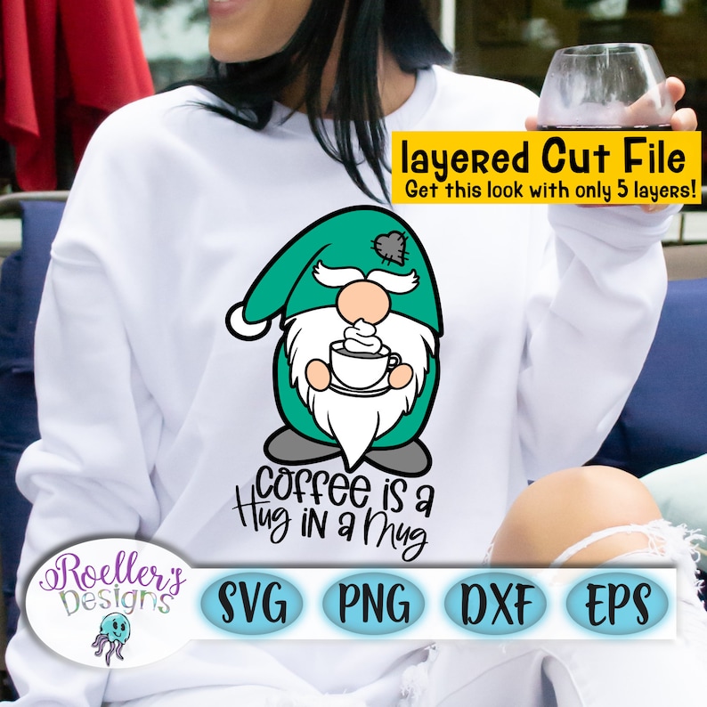 Download Gnome Svg Coffee is Svg Hug in a Mug Svg Cricut Layered | Etsy