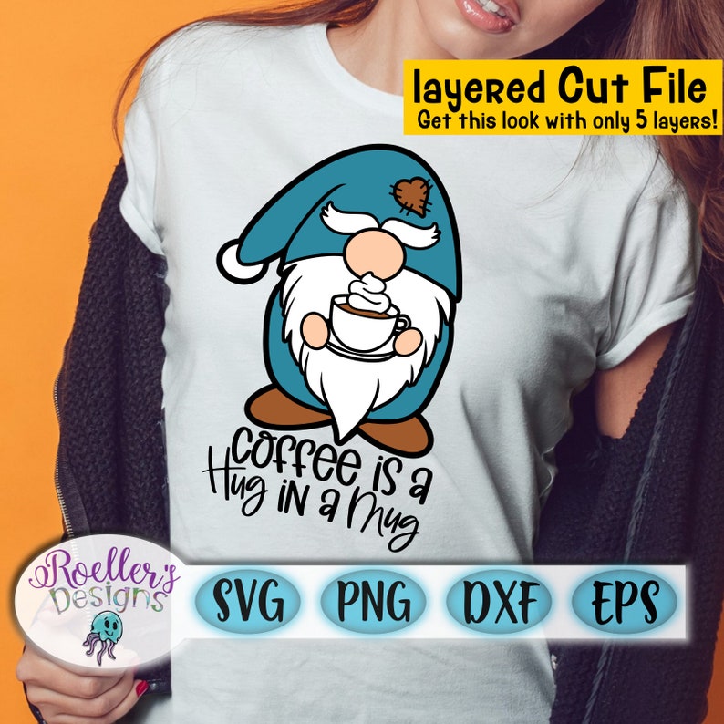 Download Gnome Svg Coffee is Svg Hug in a Mug Svg Cricut Layered | Etsy