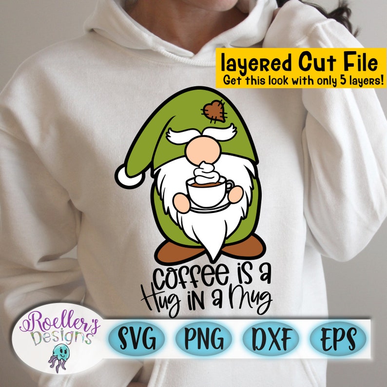 Download Gnome Svg Coffee is Svg Hug in a Mug Svg Cricut Layered | Etsy