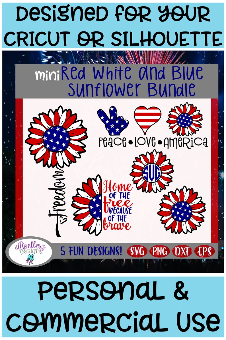 Download Red White and Blue Svg Monogram Svg Sunflower Svg July 4th ...