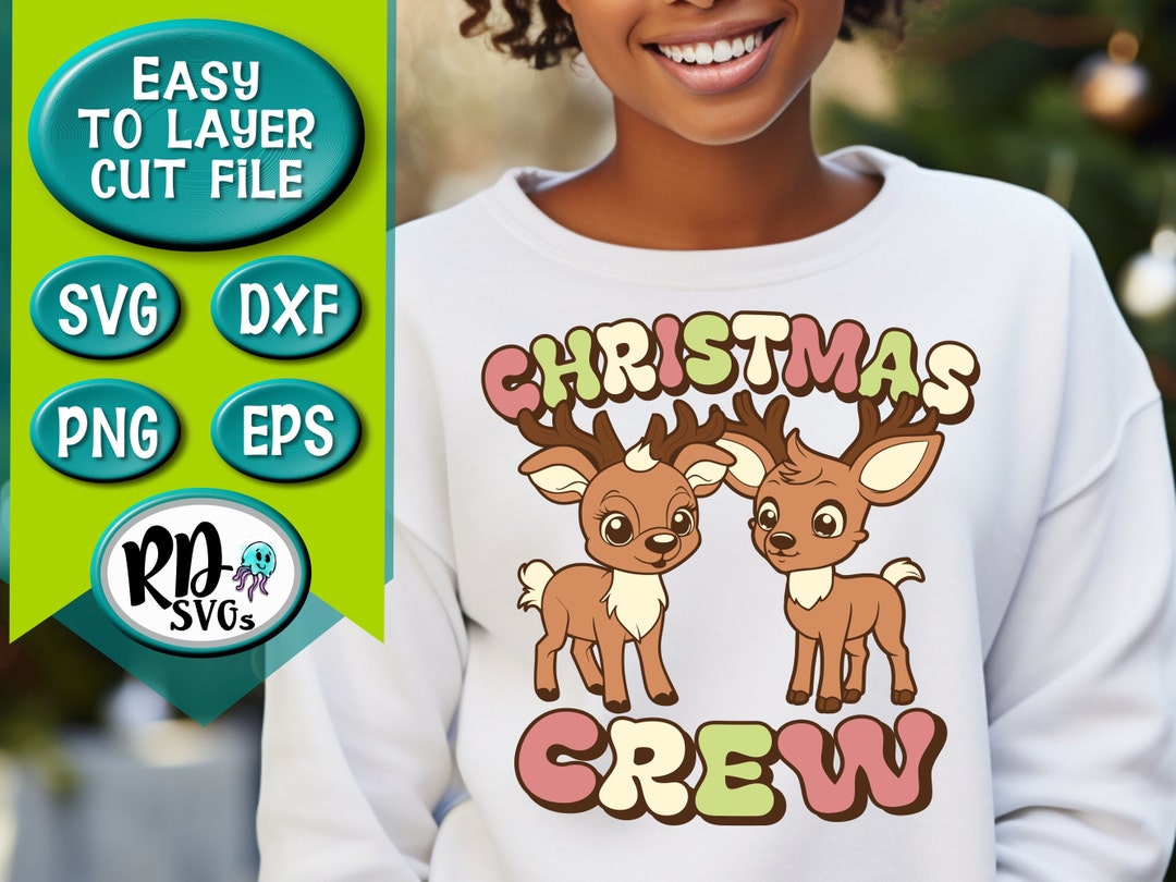 Retro Reindeer Christmas Crew Cut File, Reindeer Svg, Reindeer PNG ...