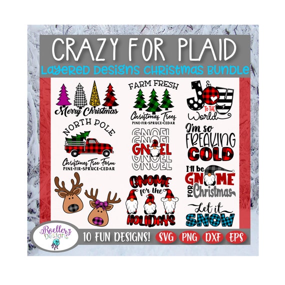 Download Christmas Svg Plaid Svg Layered Cricut Cut File Bundle Etsy