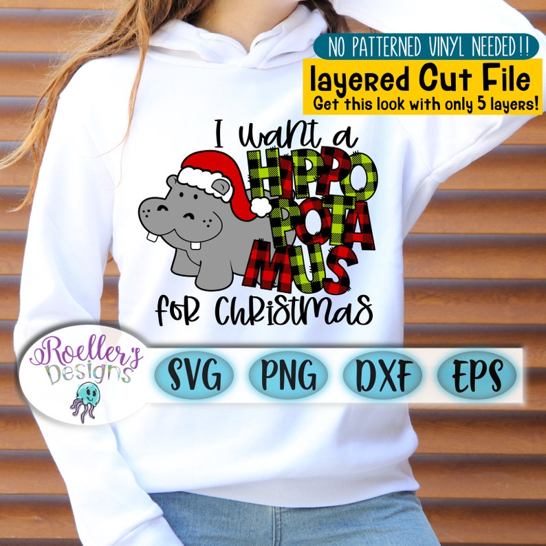 Download Christmas Svg Hippo Svg Santa Hat Svg Hippopotamus Svg | Etsy