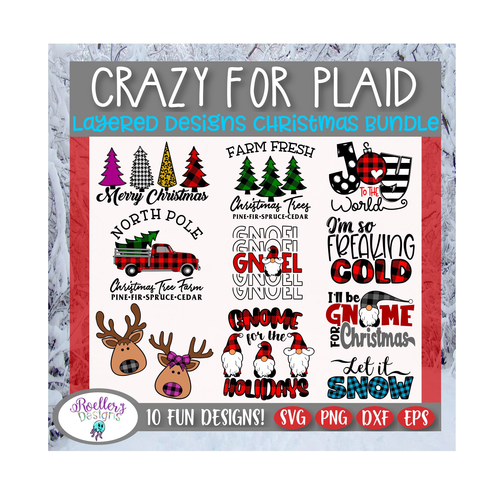 Download Christmas Svg Plaid Svg Layered Cricut Cut File Bundle | Etsy