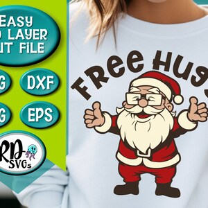 Gratuit Santa Hugs Svg, Cricut, Cut File, Sublimation, Santa PNG, Cute Santa, Hugging Santa Svg, Christmas Love, Holiday svg download, Love Svg