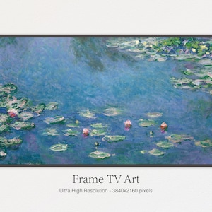 Samsung Frame TV Art,  Vintage Painting, Art for Frame TV, Water Lilies painting, Oil on Canvas, Instant Digital Download