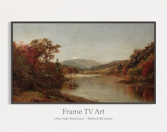 Samsung Frame TV Art, Vintage Autumn Landscape Oil Painting (Digital Download)
