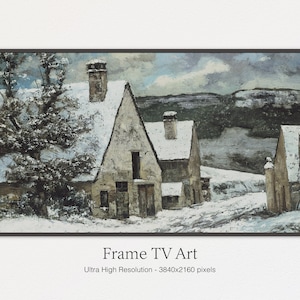Frame TV Art Winter, Frame TV Art, Art for Tv, Vintage Painting, Winter Painting, Winter Wall Art, Frame TV Art Snow, Oil Landscape