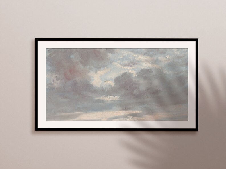 Samsung Frame TV Art, Muted Sky, Vintage Oil Painting for LG TV, Instant Download image 4