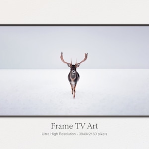 Samsung Frame TV Art Christmas, Beautiful Deer, Winter Snow Landscape, Art for TV, Christmas Art TV, Vintage Christmas, Digital Download