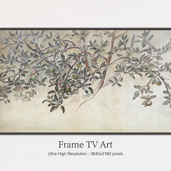 Samsung Frame TV Art , Vintage, Watercolor Apple Tree, Fruit Tree, Art for TV, Samsung Frame TV Art, Digital Download