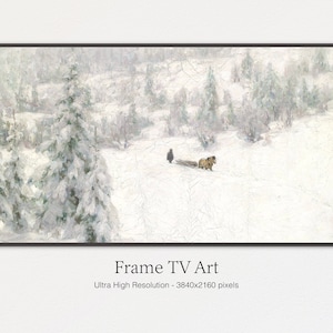 Samsung Frame TV Art | Vintage Snowy Winter Landscape | Christmas Nordic Farmhouse Art | Digital Download